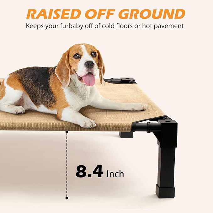 Heeyoo Elevated Dog Bed, Cooling Raised Pet Cot with Chew Proof Washable Breathable Mesh and Metal Frame, Portable Dog Cot Bed with No-Slip Feet for Outdoor or Indoor Use-Mewly Pet