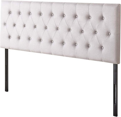 ZINUS Trina Upholstered Headboard, Button Tufted Upholstery, Adjustable Height, Easy Assembly, Light Grey, Full