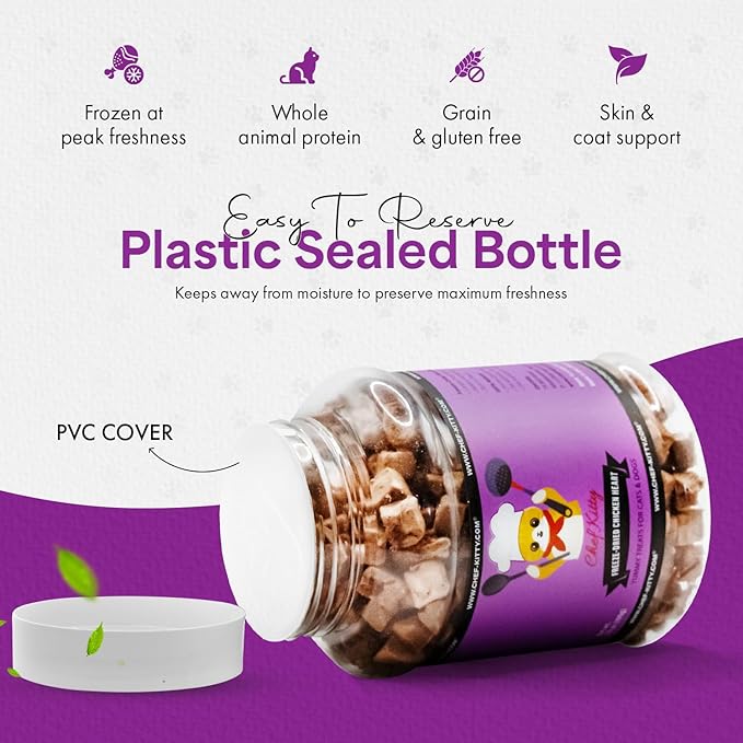 Freeze-Dried Chicken Heart Treats for Cats & Dogs – 100% Human Grade, Single Ingredient, High-Protein, Healthy Snack – No Additives or Preservatives – 2.6oz - Inspected & Tested in USA-Mewly Pet