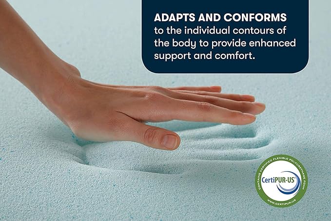 Serta ThermaGel Cooling, Pressure-Relieving Memory Foam Mattress Topper, 3 Inch, King,Blue