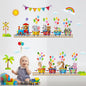 Jungle Animal Wall Stickers Forest Safari Wall Decals Kid Room Nursery Baby Bedroom Décor (Animal Train Balloon)