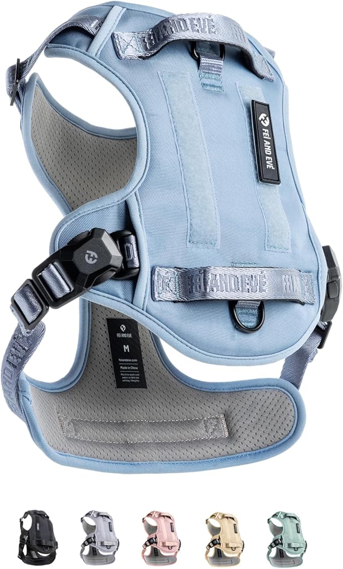2025 New Edition, Fei & Eve MagEase Dog Harness - 3-Second Magnetic Buckles | 3-Point No-Pull Control | Heavy-Duty 900D Nylon | Dual Safety Handles | Breathable Mesh | Adjustable Fit | Large, Blue-Mewly Pet
