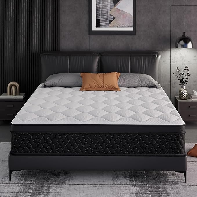 ELEMUSE Twin Mattress, 10 Inch Hybrid Memory Foam Mattress in a Box, Pressure Relieving Comfort, Individual Pocket Springs for Motion Isolation, Medium Firm, CertiPUR-US Certified, Fiberglass Free