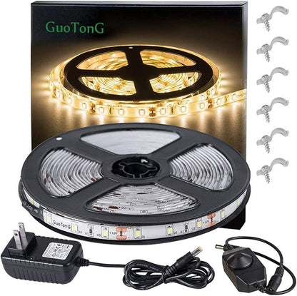 Warm LED Strip Lights, Waterproof cuttable 300 SMD 2835 LED Tape, 6000K 12V Flexible Ribbon, Kitchen Cabinet Lighting, Outdoor/Indoor (Warm(16.4ft))