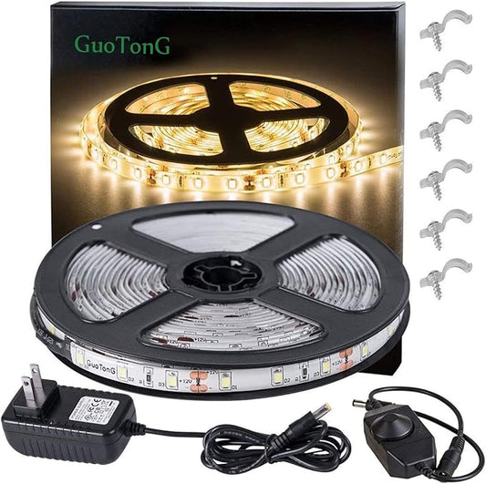 Warm LED Strip Lights, Waterproof cuttable 300 SMD 2835 LED Tape, 6000K 12V Flexible Ribbon, Kitchen Cabinet Lighting, Outdoor/Indoor (Warm(16.4ft))