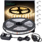 Warm LED Strip Lights, Waterproof cuttable 300 SMD 2835 LED Tape, 6000K 12V Flexible Ribbon, Kitchen Cabinet Lighting, Outdoor/Indoor (Warm(16.4ft))