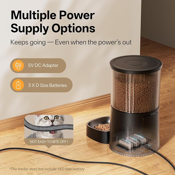 Automatic Cat Feeder WiFi- 5Ghz Cat Food Dispenser with APP Remote Control- Auto Pet Feeder for Small Dog Indoor- Easy to Set Up and Clean- Dual Power with Desiccant Bag& Stainless Steel-Mewly Pet