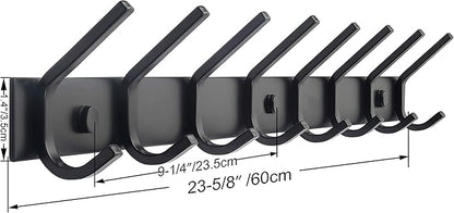 WEBI Coat Rack Wall Mounted,8 Hooks for Hanging Coats,Hook Rack Hook Rail Coat Hanger Wall Mount for Backpack,Clothes,Jacket,Black,2 Packs