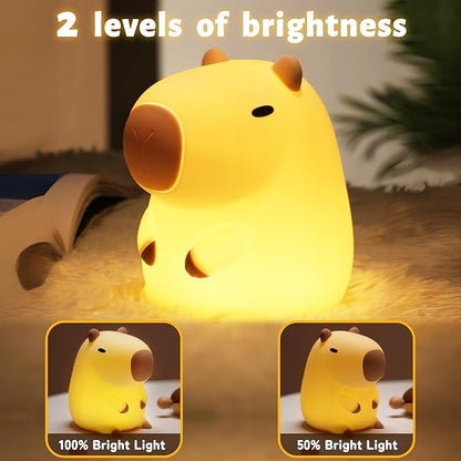 Attivolife Capybara Night Light for Kids, Animal Silicone Night Lamp USB Rechargeable, Touch Control with Dimmable & Timer, Cute Home Bedside Decor Portable, Kawaii Birthday Xmas Gift for Girl Boy