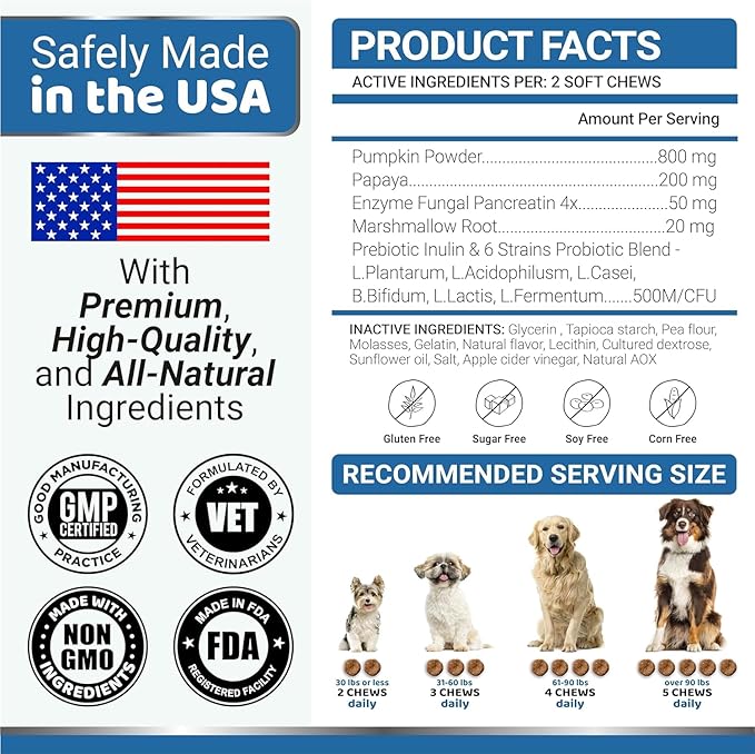YUMA'S 2 Pack Probiotics for Dogs and Digestive Enzymes - Dog Probiotics Chews - Dog Probiotic - Anti Diarrhea, Upset Stomach & Gas Relief, Constipation, Canine Prebiotic - Pet Fiber Supplement-Mewly Pet