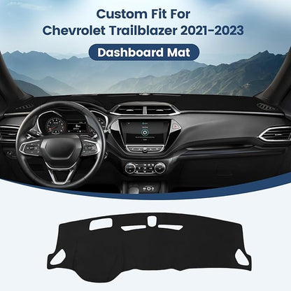 Dashboard Cover Mat Custom Fit for Chevrolet Trailblazer 2021 2022 2023 Accessories with HUD Dash Cover Nonslip Dash Mat Protector Sunshade No Glare Black