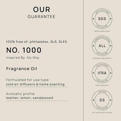 VINEVIDA [32 Fl Oz] Scent № 1000 Inspired by My Way Diffuser Oil; Hotel Scents for Cold Air Diffuser - Waterless Diffuser Oil
