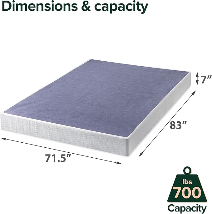 ZINUS 7 Inch California King Metal Smart Box Spring with Quick Assembly, Mattress Foundation, Strong Metal Frame, Easy Assembly