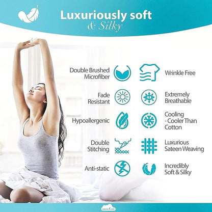 DREAMCARE King Size Sheets Set – 6 pcs Cooling Bed Sheets – up to 15” Deep Pocket King Sheet Set – 2500 Supreme Collection – Extra Soft 100% Brushed Microfiber Hotel Luxury with Side Pocket – L Blue