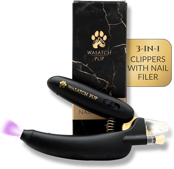 3-in-1 Dog Nail Trimmers and Pet Nail Clippers - Professional Grade with Stainless Steel Blades, LED & UV Light, and Nail Filer for Safety & Precise Toenail Pet Grooming - S to M Dogs-Mewly Pet