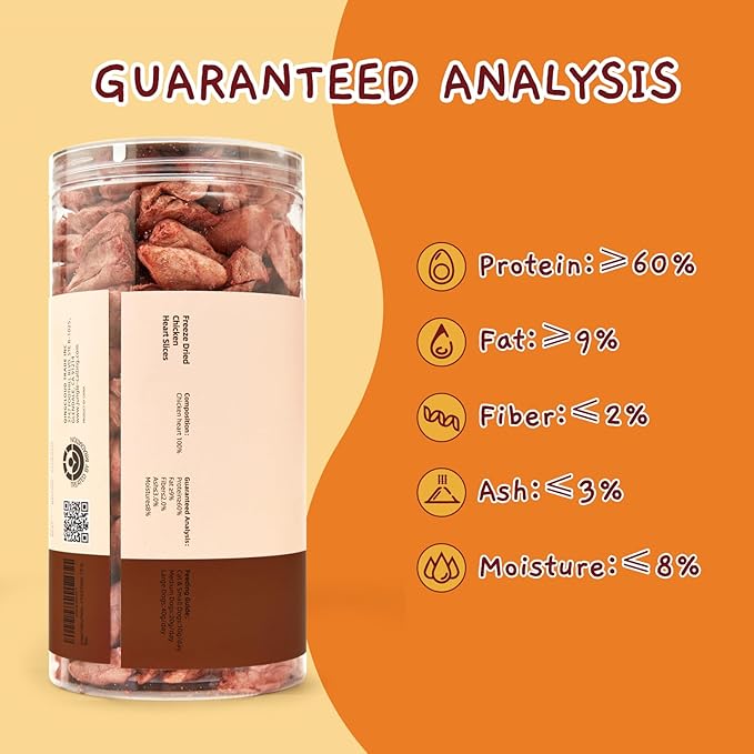 Jungle Calling Cat Treats & Dog Snacks, Freeze Dried Chicken Hearts Halves for Cats & Dogs, Single Ingredient Organ Meat, High Protein Pet Training Treats & Food Topper, 7.76 oz-Mewly Pet