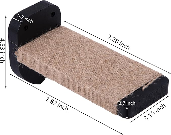 3pcs Wall Steps for Cats, Climbing Mounted Furniture, Shelves With Hemp Rope Covered, Solid Wood Ladder for Playing and Climbing (Large-Black)-Mewly Pet