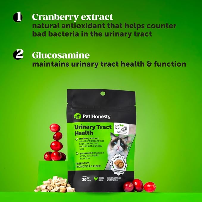 Cat Urinary Tract Health Crunchy & Creamy Chews - Promotes Healthy Digestion & Normal Bladder Function with Cranberry, Antioxidants, & Probiotics - Gut + Bladder Support Supplement (30 Day Supply)-Mewly Pet