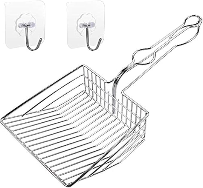All Metal Litter Scoop, Solid Metal Sifter, Cat Litter Scoop Metal Jumbo, Cat Urine Scoop, Litter Scooper with Holder, Litter Scooper Holder, Jumbo Cat Litter Scoop Sifter Scooper Holder-Mewly Pet