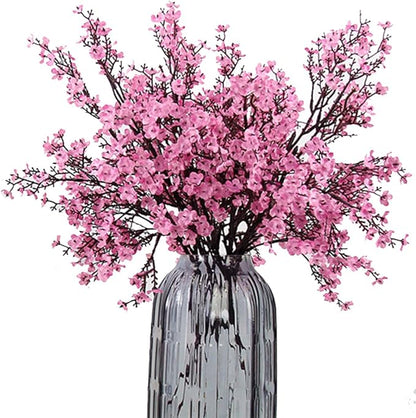 JAKY-Global Babys Breath Fabric Cloth Artificial Flowers 6 Bundle European Fake Silk Plants Decor Wedding Party Decoration Bouquets Real Touch DIY Home Garden(Pink)