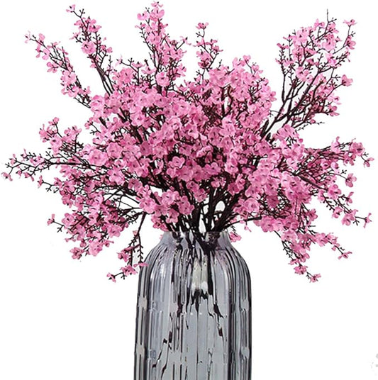 JAKY-Global Babys Breath Fabric Cloth Artificial Flowers 6 Bundle European Fake Silk Plants Decor Wedding Party Decoration Bouquets Real Touch DIY Home Garden(Pink)