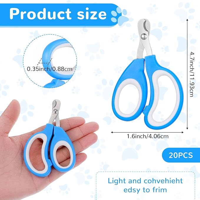 20 Pcs Cat Nail Clipper Bulk Kitten Claw Trimmer Pet Nail Cutter Claw Care for Cats, Kittens, Bunny, Puppy, Rabbit, Gatos, and More-Mewly Pet