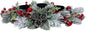 Christmas Candle Holder 3 Candle Holders Xmas Table Centerpiece with Snow Flocked Pine Branches,Pinecones, Red Berries
