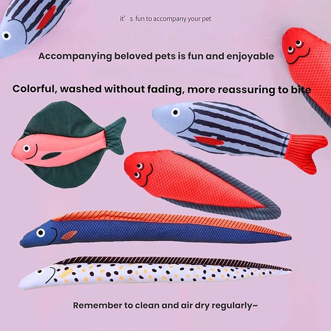 Catnip Toys 5 Pcs Set Crinkle Sound Catnip Fish, Soft and Durable, Stuffed with Natural Catnip Interactive Kitten Toy for Indoor Cat Exercise for Cats(Multi Colors)-Mewly Pet