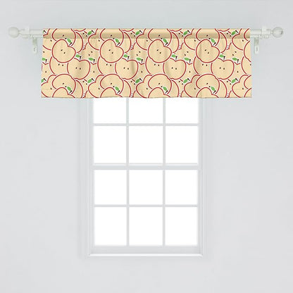 Ambesonne Fruits Window Valance, Modern Illustration Fruit from Abstract Cartoon Drawing Outline Look, Curtain Valance for Kitchen Bedroom Decor with Rod Pocket, 42" x 18", Apple Green Beige and Red