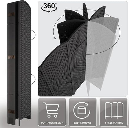 Rose Home Fashion 6 ft Tall Room Divider, Room Dividers and Folding Privacy Screens, 15.7in Privacy Screen 4 Panel Partition Temporary Wall Separation for Private, Black