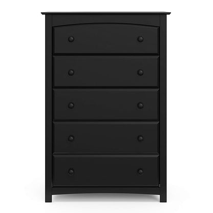 Storkcraft Kenton 5 Drawer Dresser (Black) – GREENGUARD Gold Certified, Dresser for Kids Bedroom, Includes Safety-Focused Interlocking Drawer System
