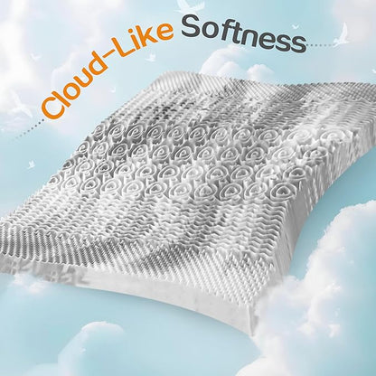 SINWEEK 1.5 Inch Mattress Topper 5-Zone Memory Foam Mattress Topper Pressure Relieve Soft Mattress Pad, CertiPUR-US Certified, Twin Size, Gray