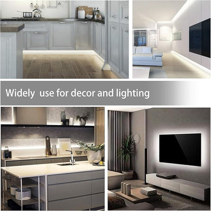 MYPLUS 50FT White LED Strip Lights, Dimmable LED Tape Light 6500K Bright Daylight White, Flexible Under Cabinet Lights with 900 LEDs and UL Listed Safety Power Supply for Room,Kitchen and décor