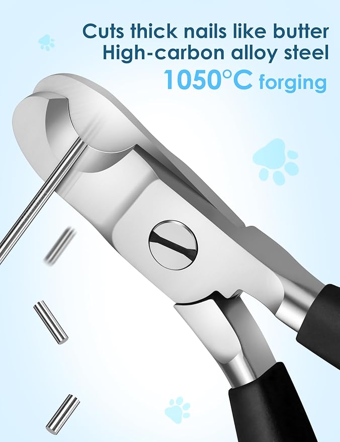 Heavy Duty Dog Nail Clippers -【Cuts Thick Nails Like Butter】【Upgraded Large Opening】 Professional Toenail Trimmer Razor Sharp Blade for Medium to Giant Breed (Black)-Mewly Pet