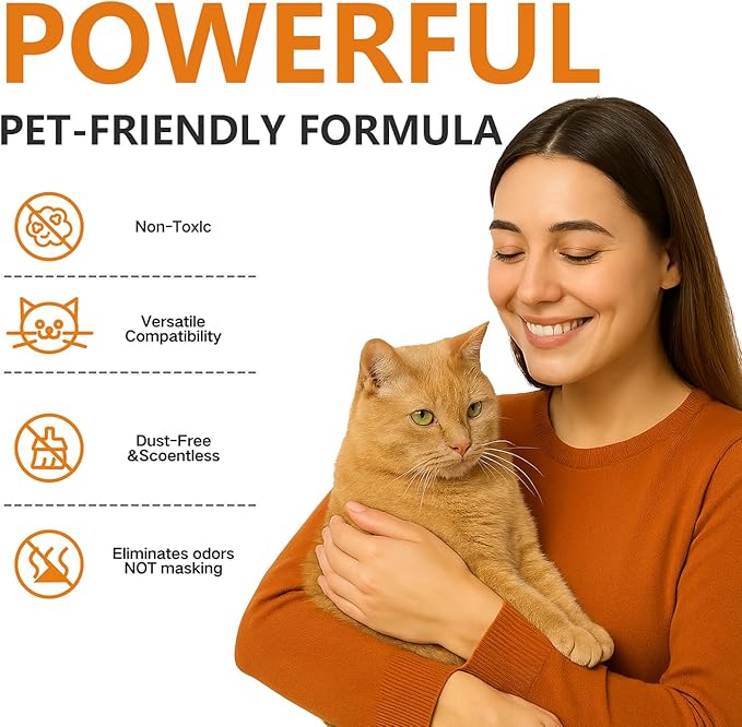 Cat Litter Deodorizer - Advanced Fragrance-Free Odor Control for Sensitive Cats - Reduces Scooping, Extends Litter Use - Hypoallergenic Formula Ideal for Multi-Cat Homes-Mewly Pet