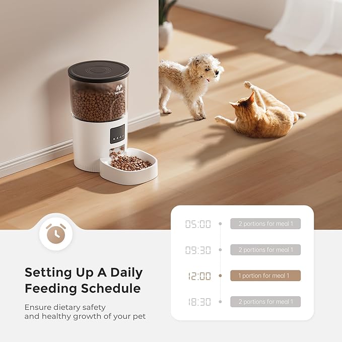 Automatic Cat Feeder - 3L Pet Dry Food Dispenser with Timed Programmable Portion Control, Dual Power Backup, Easy Set Up, 10 Meals Per Day for Cats and Puppies（Remote Not Supported）-Mewly Pet