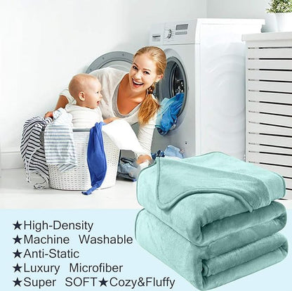 Soft Queen Size Blanket for All Season Warm Fuzzy Microplush Lightweight Thermal Fleece Summer Autumn Fall Winter Spring Blankets for Queen Full Bed Couch Sofa,90x90 Inches,Sage Green