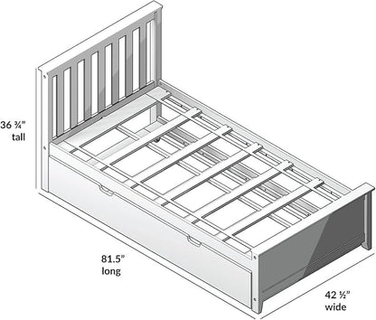 Max & Lily Twin Bed, Wood Bed Frame with Headboard For Kids with Trundle, Slatted, Natural