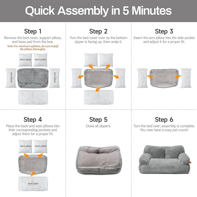 MEWOOFUN Cat Bed for Indoor Cats, Washable Dog Beds for Small Dogs & Cats with Removable Cover, Fluffy Cat Couch with Non-Slip Bottom (Grey, 26.0" L X 19.0" W X 13.0" Th)-Mewly Pet