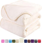 HOZY Soft Blanket King Size Fleece Warm Fuzzy Throw Blankets for The Bed Sofa Lightweight 350GSM Ivory 90"*108"