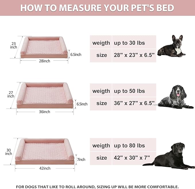 BFPETHOME Dog Beds for Large Dogs, Orthopedic Dog Bed for Medium Large Dogs,Big Waterproof Couch Pet Bed with Removable Washable Cover-Mewly Pet