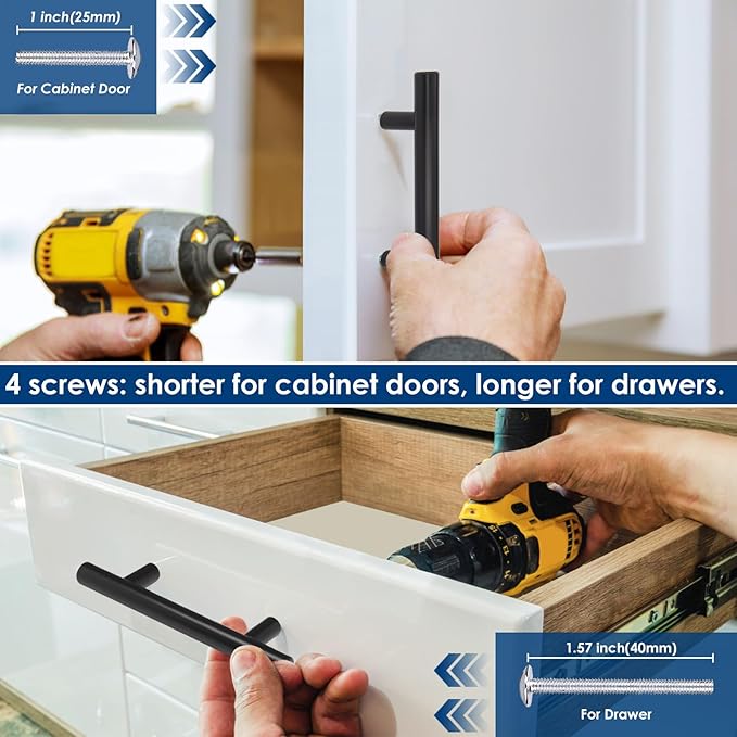HBL' 20 Pack | 3 Inch Center to Center Matte Black Cabinet Pulls Kitchen Cabinet Handles,Made of Stainless Steel,Ideal for Cabinet,Drawer,Cupboard and Wardrobe.