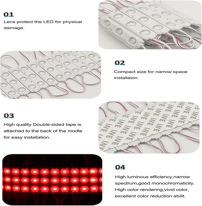 LED Module, Windows Lights Blue 100pcs 49.8 Ft 5730 SMD 150LM Per LED Module IP65 Waterproof Decorative Light for Advertising Signs with Tape Adhesive Backside (Blue Light)