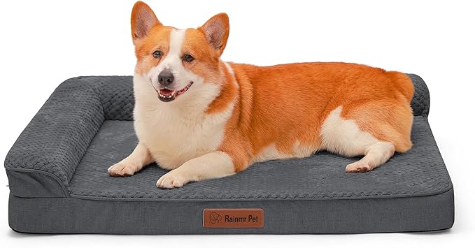 Orthopedic Dog Beds Large Sized Dog, 3 Inch Memory Foam Pet Bed for Medium and Large Dogs, Washable Removable Cover, Nonskid Bottom, Waterproof, 41x27 Inches XL Dark Grey-Mewly Pet