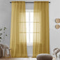 OVZME Gold Sheer Curtains 96 Inches Long 2 Panels - Soft Light Filtering Window Sheer Panels for Living Room/Bedroom, Top Dual Rod Pocket, 1 Pair, Each 42Wx96L Inches