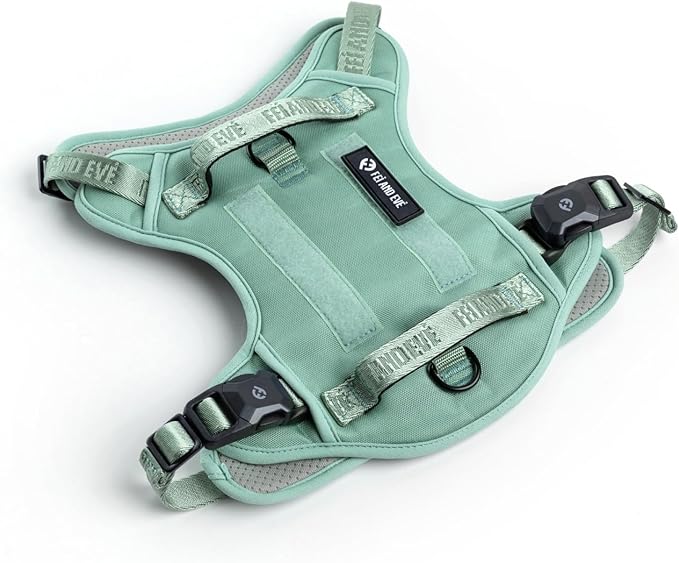 2025 New Edition, Fei & Eve MagEase Dog Harness - 3-Second Magnetic Buckles | 3-Point No-Pull Control | Heavy-Duty 900D Nylon | Dual Safety Handles | Breathable Mesh | Adjustable Fit | Medium, Green-Mewly Pet