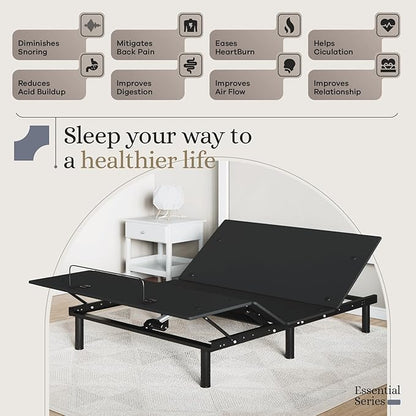 Sven and Son Essential Adjustable Bed Base (Frame Only), Easy Assembly, Head and Foot Lift, Memory Positions, Zero Gravity, Wireless Remote - Full
