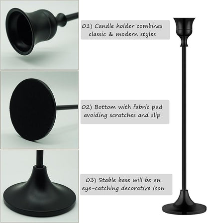 6PCS Black Candlestick Holders Taper Candle Holders Metal Candle Sticks Holder Decor for Halloween Friendsgiving Thanksgiving Decorations Christmas Dinning Table Fireplace Home