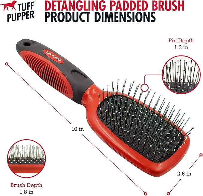 Tuff Pupper Stainless Steel Pin Brush for Long or Short Hair Pets - Detangling & Dematting Undercoat Brush for Dogs, Cats, and All Pets-Mewly Pet