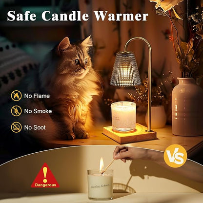 Black and Gold Candle Warmer Lamp with Timer Dimmer,Birthday Gifts for Women Mom,House Warming Gifts New Home Room Decor,Vintage Wax Warmer for Scented Wax Jar Candles